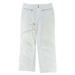 Lauren Ralph Lauren White Capris Gold Accents Wide Straight Leg Women's 10